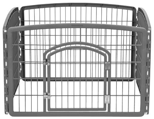 IRIS USA 24'' Exercise 4-Panel Pet Playpen with Door, Dark Gray CI-604