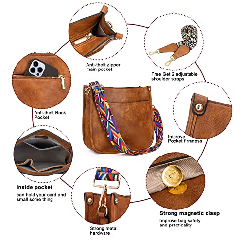 Image of HKCLUF Crossbody Bag Purse for Women 2PCS /Set Leather Hobo Handbag Wallet Set With 2Adjustable Guitar Strap Shoulder Bag | Purse