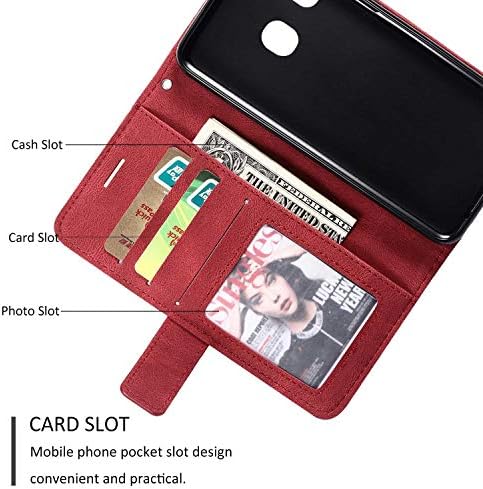 Galaxy A20E Case, SONWO Premium Leather Flip Wallet Case Magnetic Closure Card Slots Kickstand Phone Case for Samsung Galaxy A20E, Red