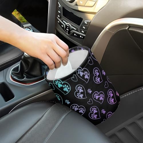 Image of Dog Paw Car Trash Can Seat for Car Front Seat, Back Seat, Floor, Headrest, Rubbish Bin Car Accessories Interior Universal Cute Collapsible Trash Can Easy to Clean