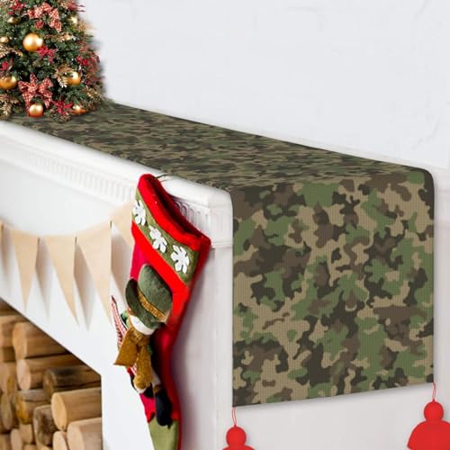 Chemin de table de Noël vert camouflage抗污, idéal table de cuisine - 7