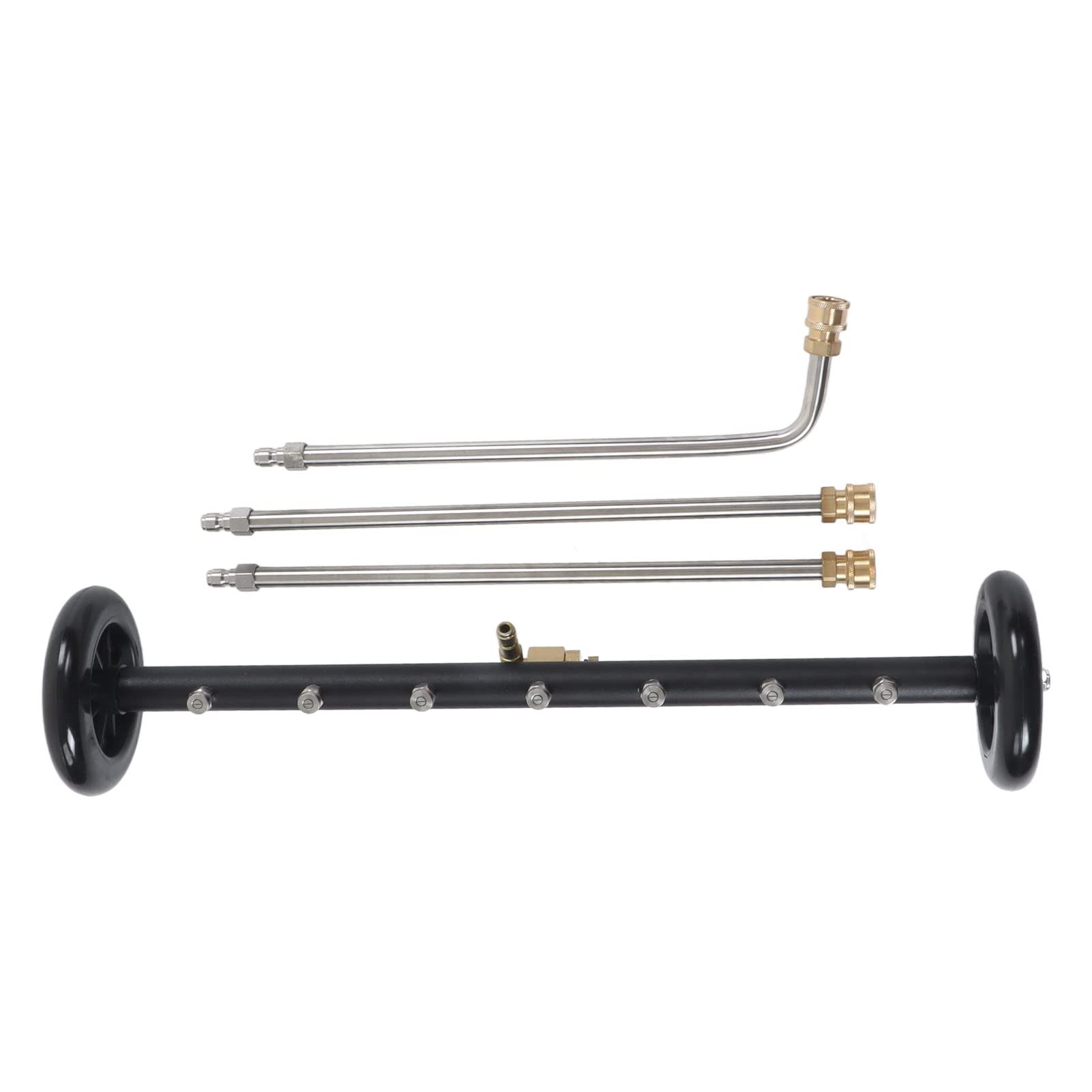 Limpiador de carrocería de 4000 PSI de 18/23 pulgadas, con 3 varitas de extensión 2 en 1, limpiador de superficies de alta presión debajo del coche, escoba de agua para coche, calle (7 agujeros)