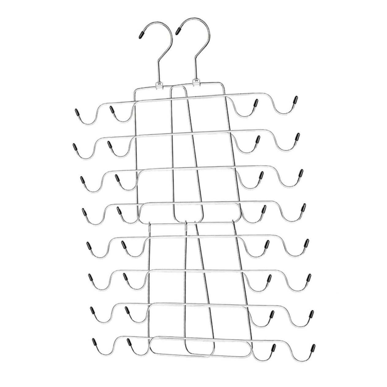 Cabilock 2pcs Multi Underwear Hanger Rack Foldable Closet Organizer for Pants Scarves Accessories Sturdy Storage Black Silver for Maximizing Wardrobe Space