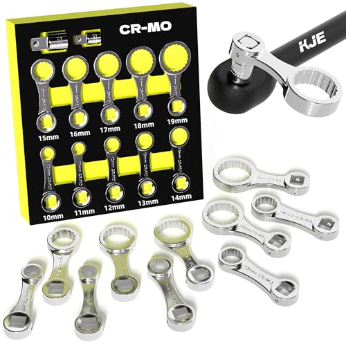 KJE 12PCS CR-MO Metric Torque Wrench Adapter Set(10-19mm) 12-Point 3/8 Square Drive Torque Wrench Extension Adapter Extension Rod Repair Tool