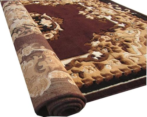 Image of Soft Premium Brown Carpet 6x8 ft - Washable, Anti-Skid, Fade-Resistant Acrylic Rug for Living Room, Hall, Bedroom, Modern Decor