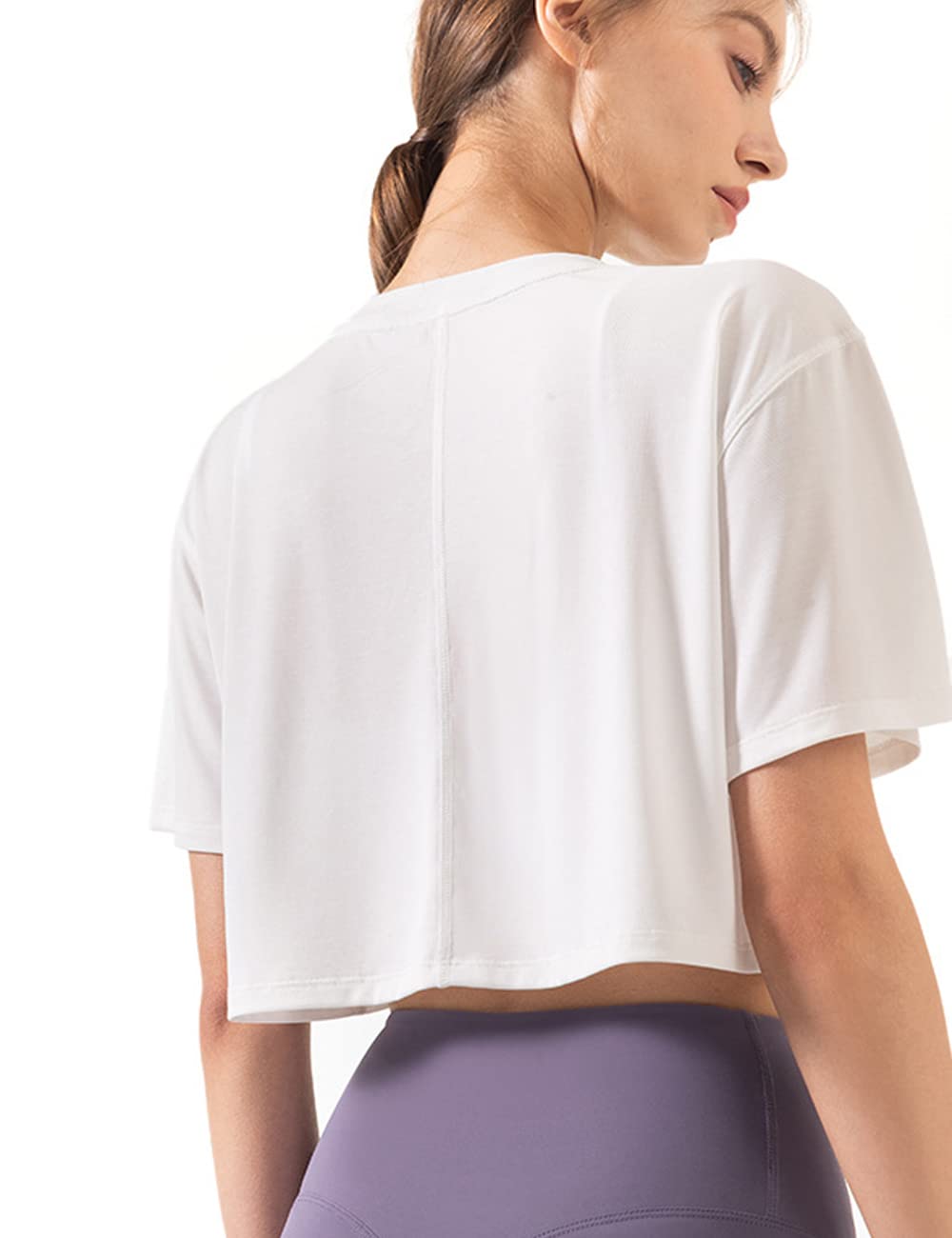 Hanyomo Donna Fitness Allenamento Top Corto Manica Corta Yoga Magliette Atletico Running Magliette Sportive