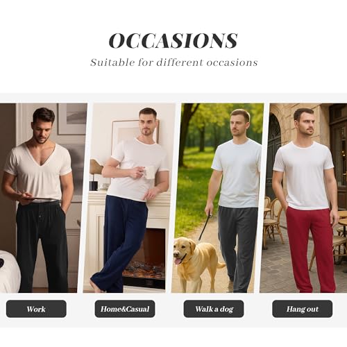 Vulcanodon Mens Fleece Pajama Pants Soft Plush Lounge Bottoms with Pockets and Button Fly Warm Cozy Sleep PJ4