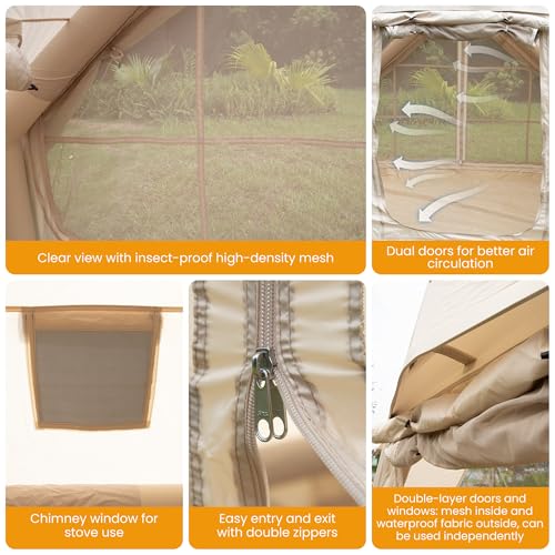 Carpa inflable para camping 4-6 personas beige miniatura 7