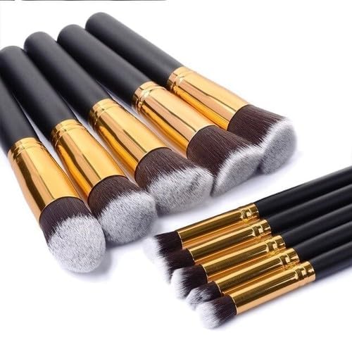 10Pcs Makeup Brush Set, Foundation Brush, Premium Cosmetic Brush Set Foundation Powder Blending Concealer Eye shadows Blush Brushes with Organizer Bag, Synthetic Fiber Makeup Brushes (Color May Vary)-image-1
