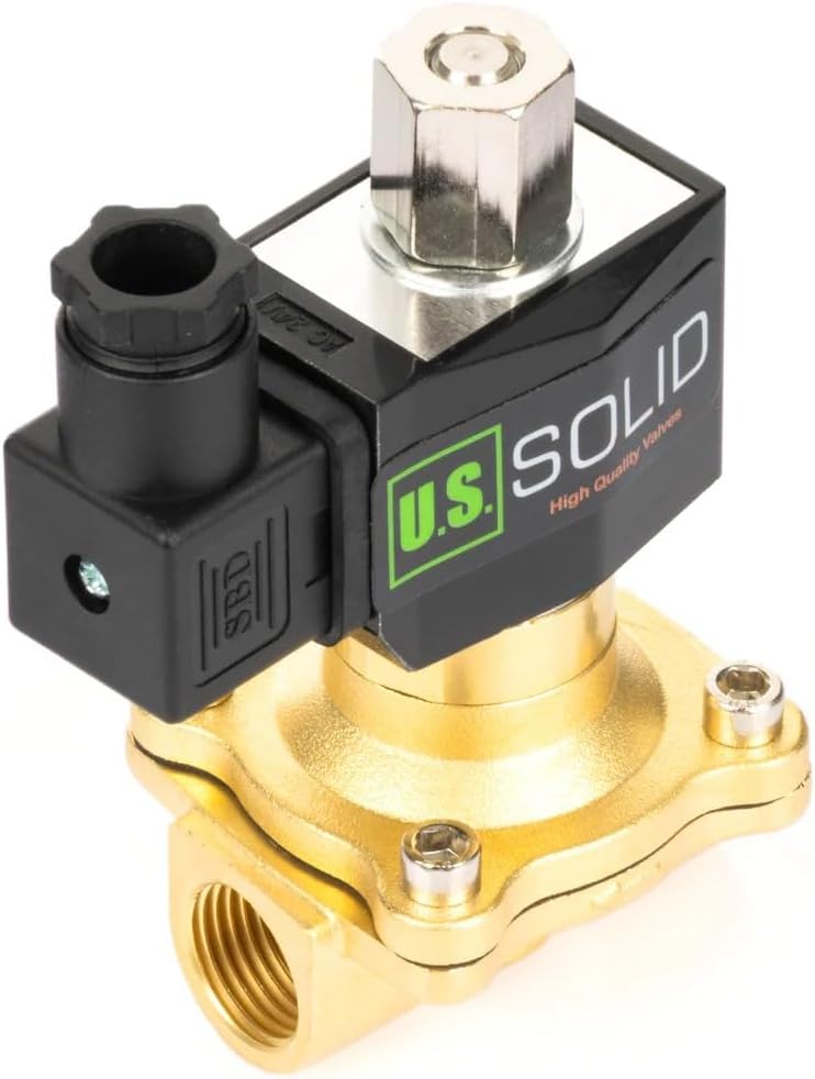 U.S. Solid 1/2" Brass Solenoid Valve - 24V AC Normally Open Electric Shut-off Solenoid valve, Viton Seal