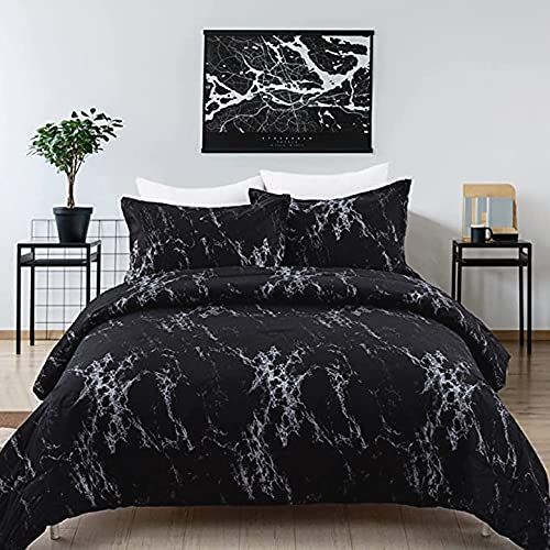 Black Marble Comforter Queen Reversible Marble Printed Bedding Comforter Set for All Seasons, 3 Pieces(1 Comforter+2 Pillowcases),Soft Microfiber Down Comforter Duvet Set for Queen Bed 90"x 90" Black Marble Comforter Queen Reversible Marble Printed Bedding Comforter Set for All Seasons, 3 Pieces(1 Comforter+2 Pillowcases),Soft Microfiber Down Comforter Duvet Set for Queen Bed 90"x 90"