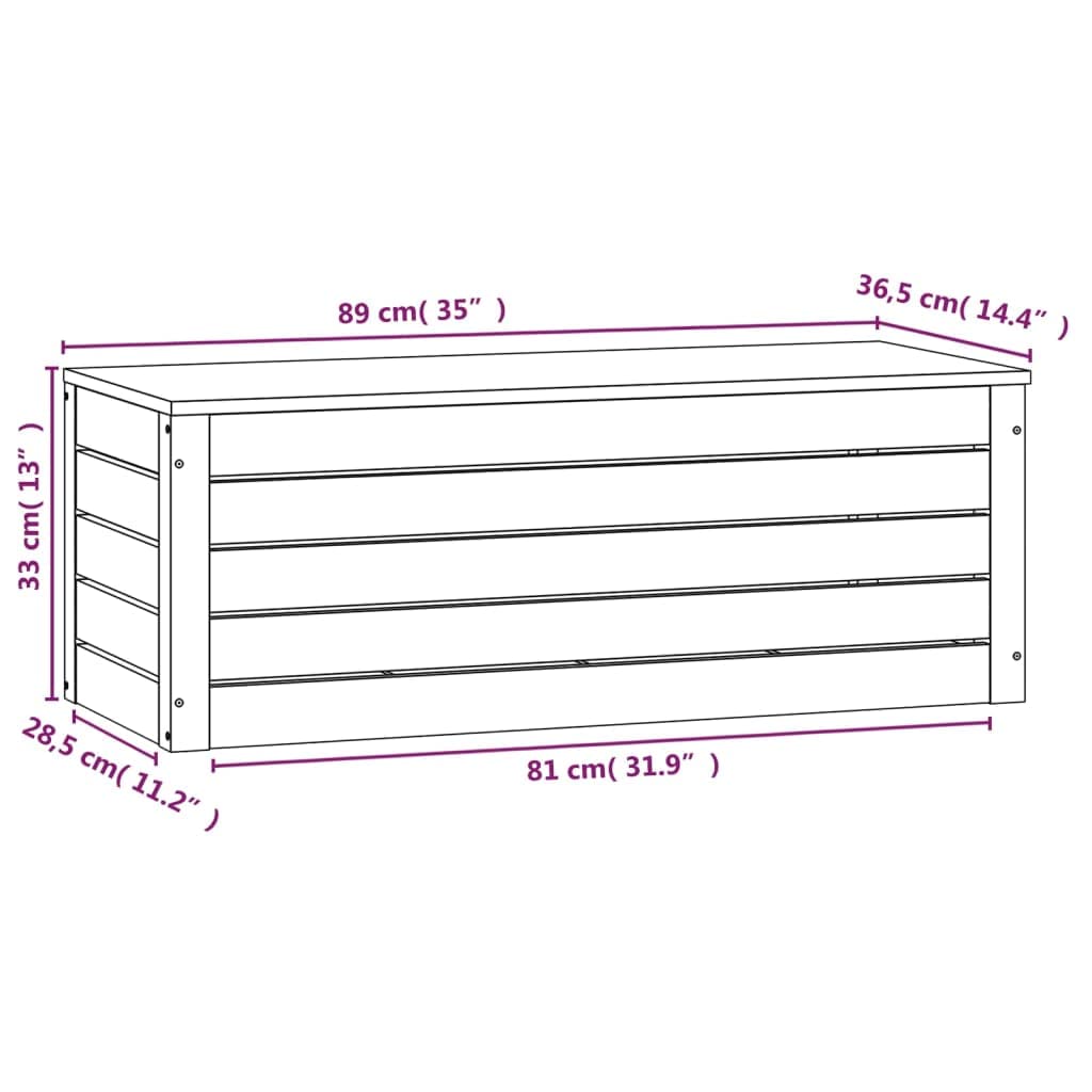 vidaXL Boîte de Rangement Banc de Rangement Coffre de Rangement Boîte à Outils Organisateur Maison 89x36,5x33 cm Bois Massif de Pin