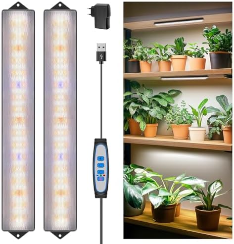 Wolezek Pflanzenlampe LED Vollspektrum, 210 LEDs Grow Light mit Auto Timer 6/12/16H, 2 Stück 35 cm Grow Lampe mit 5 Helligkeit, Wachstumslampe für Pflanzen