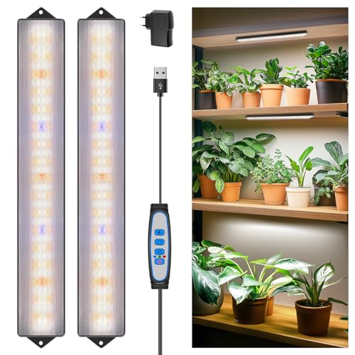 YASBED Led Pflanzenlampe 3500K & rot & blau Wachsen Licht mit Vollspektrum und Timer pflanzenlampe Bar 10 Dimmbare Ebenen für Zimmerpflanzen Tent Seedling Hydroponics - 2er Pack 13 Wolezek Pflanzenlampe LED Vollspektrum, 210 LEDs Grow Light mit Auto Timer 6/12/16H, 2 Stück 35 cm Grow Lampe mit 5 Helligkeit, Wachstumslampe für Pflanzen