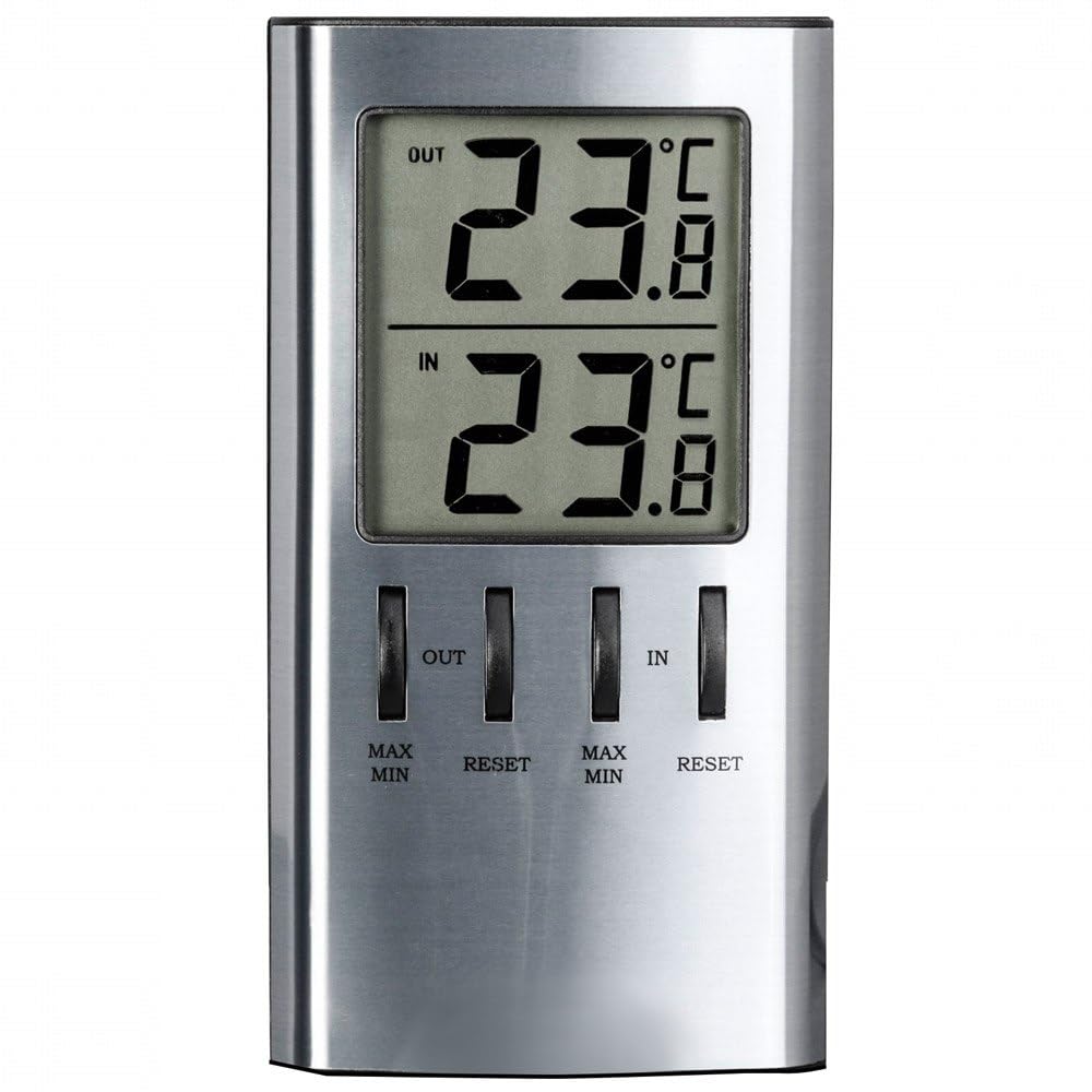 TFA Dostmann cyfrowy termometr wewnętrzny i zewnętrzny, temperatura zewnętrzna, temperatura wewnętrzna, idealny również do zamrażarki/akwarium