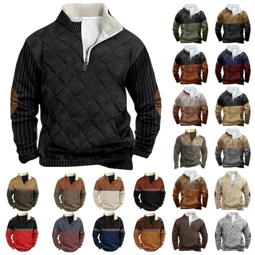 Mens Fleece Sweatshirts Quarter Zip Aztec Cowboy Western Jacket Sweatshirt Casual Stand Collar Polo Sweater Pullover3