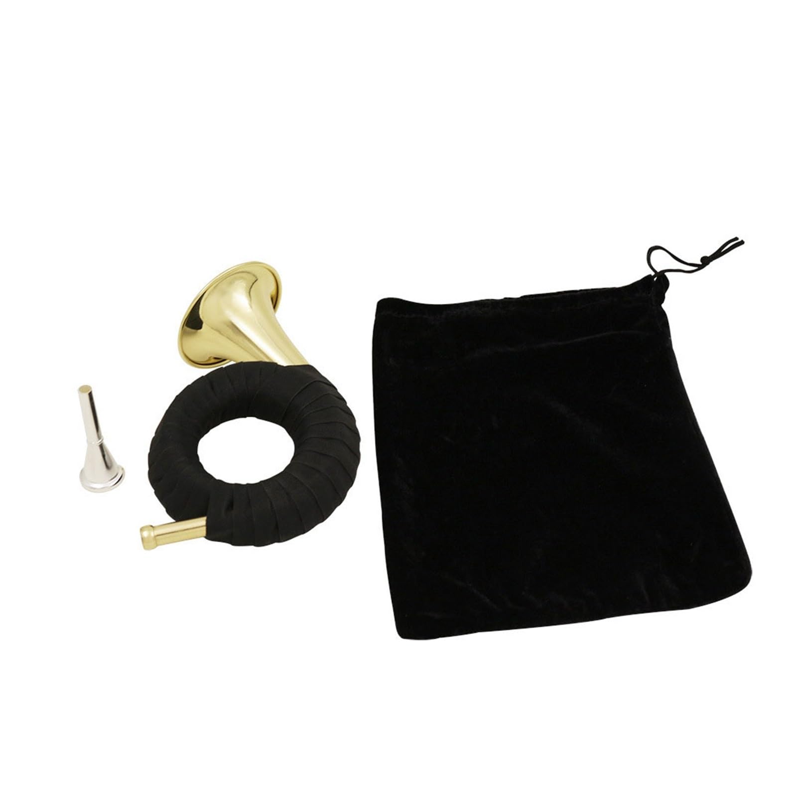 Strumento A Fiato Professionale In Ottone Mini Corno Dorato In Chiave Sib Con Accessori(French Horn)