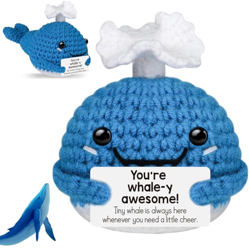 BFSYRR Emotional Support Crochet Whale, Crochet Kit Animals, Whale Plush With Encouraging Card, Emotional Support Gift, Potato Good Luck Gifts For Family Friends As Birthday Gifts