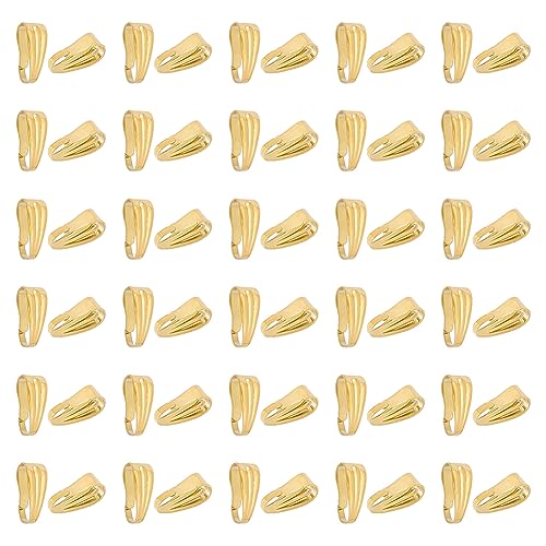 UNICRAFTALE 50Pcs 8mm Snap on Bail 304 Stainless Steel Pinch Clip Clasp Golden Pinch Bails for Pendants Hook Pinch Clip Bail Dangle Pendant Charm Connectors for DIY Jewelry Making