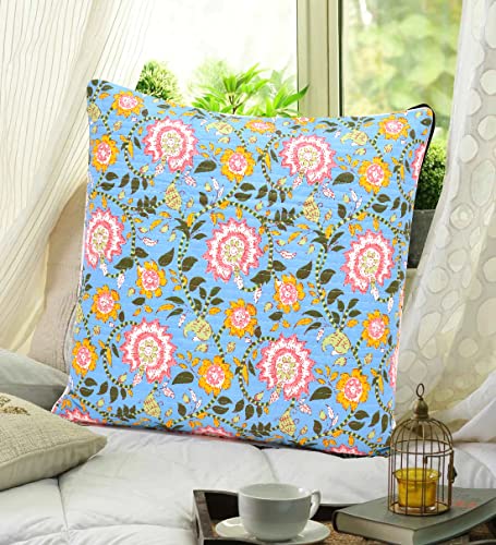 Image of COZY FURNISH Quilted Cotton Cushion Covers Set of 6 Printed Cushion Covers (24 inch Inch x 24 inch inch) Multicolor (Grey)