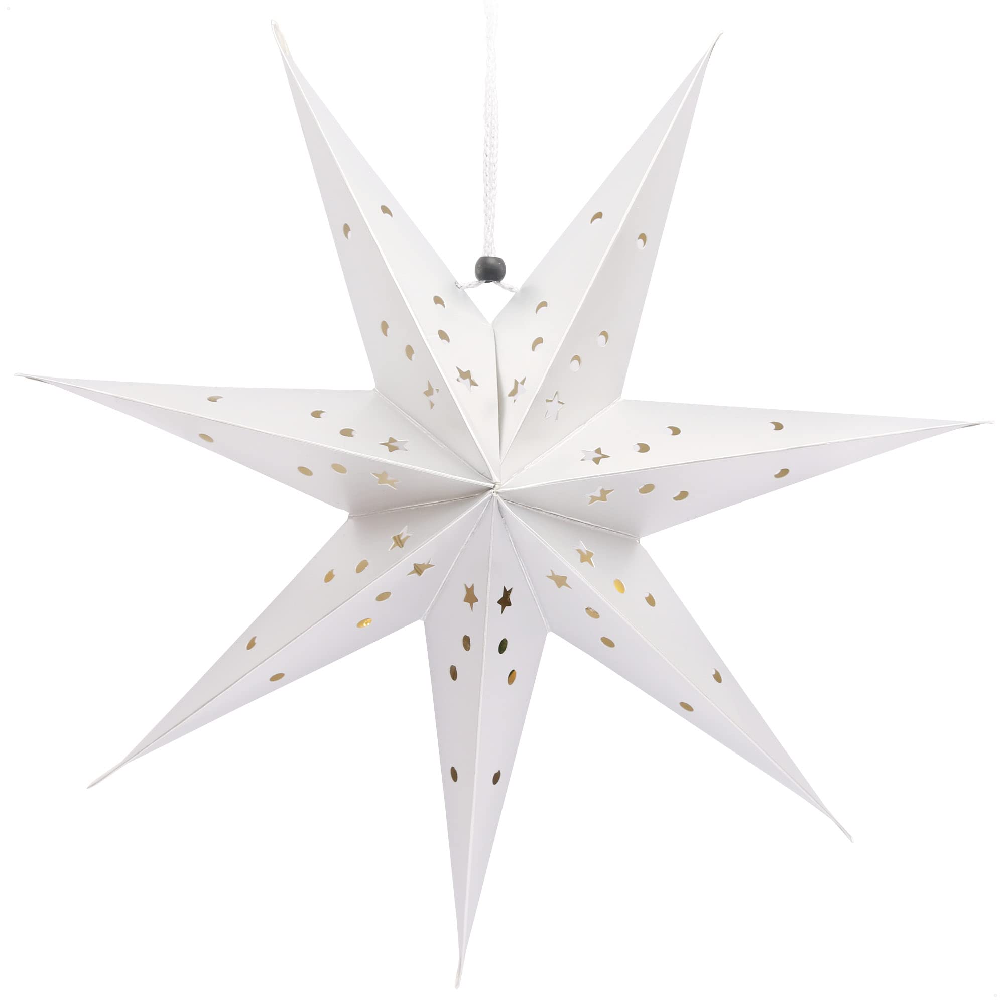com-four® 3 swiecace gwiazdy 3D LED 45 cm – gwiazda swiateczna z oswietleniem i timerem – premium gwiazda papierowa do zawieszenia (czerwony/srebrny/bialy - Wzór 2)
