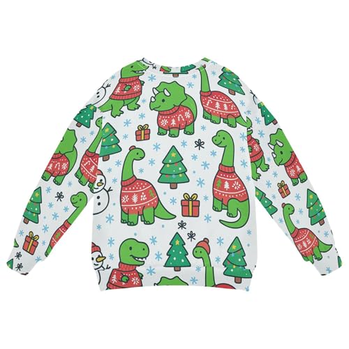JUNZAN Christmas Dino Snowflakes Big Boys Hooded Sweatshirt Long Sleeve Kids Pullover Hoodie Athletic 4T2