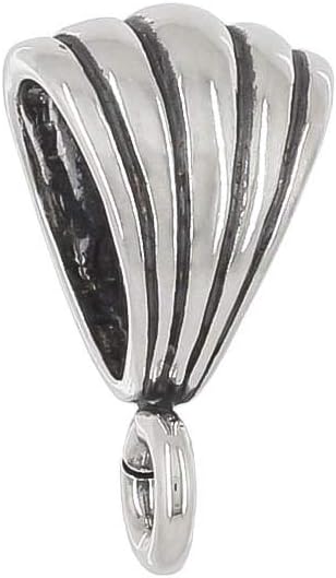 Sterling Silver Shell Slider Pendant Clasp Bail Connector with Open Loop, Oxidized Silver