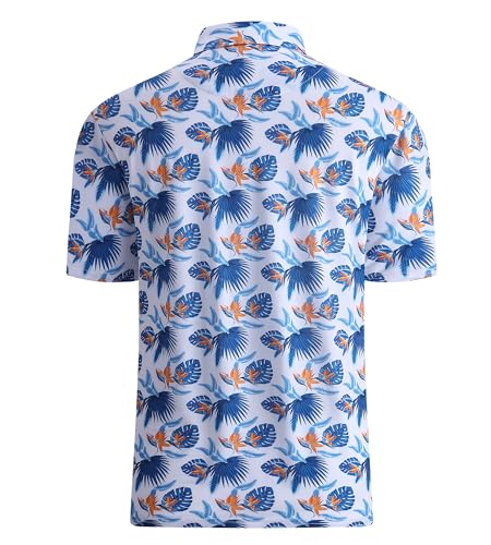 Alex Vando Mens Golf Shirt Moisture Wicking Quick-Dry Print Performance Polo Shirts for Men