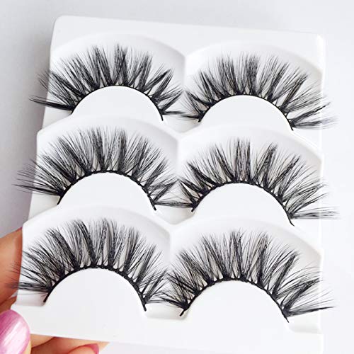 JIMIRE Fake Eyelashes 3D Wispy Lashes Pack Natural False Eyelashes 3 pairs (Elegant)