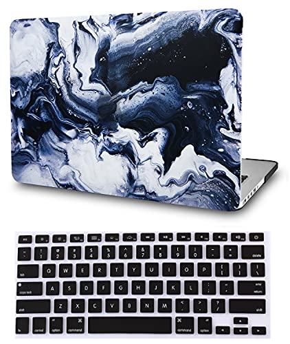 KECC Laptop Case for MacBook Pro 13" (2019/2018/2017/2016) w/ Keyboard Cover Plastic Hard Shell A1989/A1706/A1708 Touch Bar 2 in 1 Bundle (Black Grey Marble)