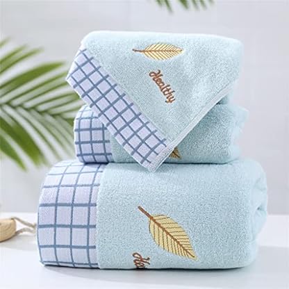P9IDEDFH Handtuch mit Blättern, bestickt, saugfähig, für Zuhause, Haushalt, Paar, Gesicht, Badetuch-Set, blau, kariert, Handtuch für (Farbe: Blau, Größe (Blau)
