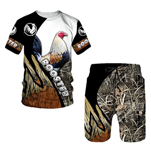Survêtement d'été coq 3D contre la chaleur ensemble short T-shirt homme TS5307