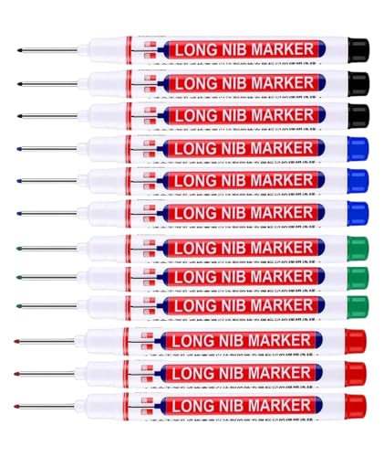 Image of Deep Hole Marker Pen, Tracer Marker Pen, Carpenter Pencil, Long Nib Marker for Wood, Metal, Concrete, Professional Construction Tools, Industrial Use, DIY Projects (12)