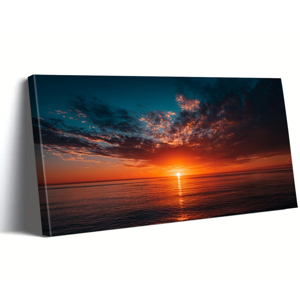AEFOUU Serene Sunset Glow Wall Art Canvas Paintings Dramatic Sky Art Prints, Modern Artwork Classic Poster for Home Decoration(80x160cm/32x63in/Frameless)
