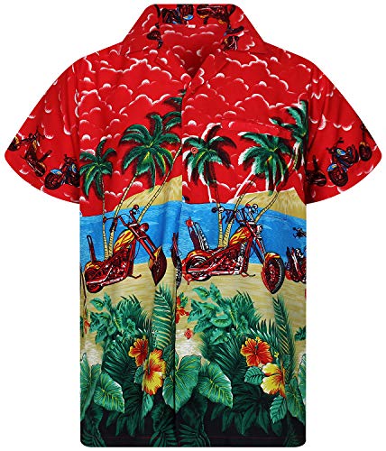 V.H.O. Funky Camisa Hawaiana, Bikes, Red, M