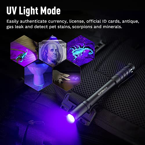 Sofirn Sf15 Uv Flashlight Penlight White Led Light Plus Uv Led Light, 2*Aaa Batteries Powered 300 Lumen Pocket Edc Uv Black Inspector Flashlight For Pet Urine Detector (Batteries Not Included) #TOP4