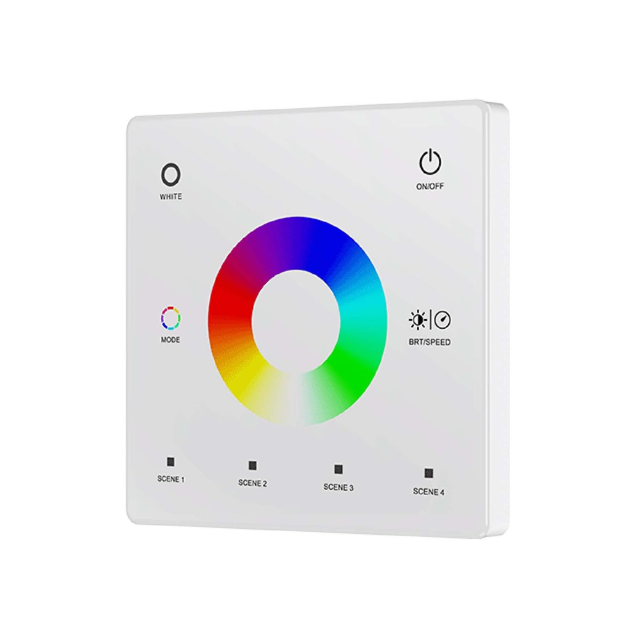 White 1 Zone 2.4GHz RF Wireless Wall Mounted Touch Glass Panel Remote Control for RGB/RGBW LED Strip Lights (CR2032 Battery)