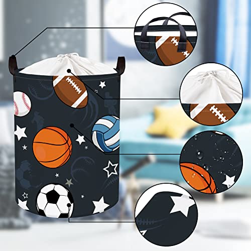 Clastyle 45L Waterproof Sports Laundry Basket With Drawstring Collapsible Football Basketball Storage Laundry Hamper For Bedroom, 14.2 * 17.7 In #TOP4