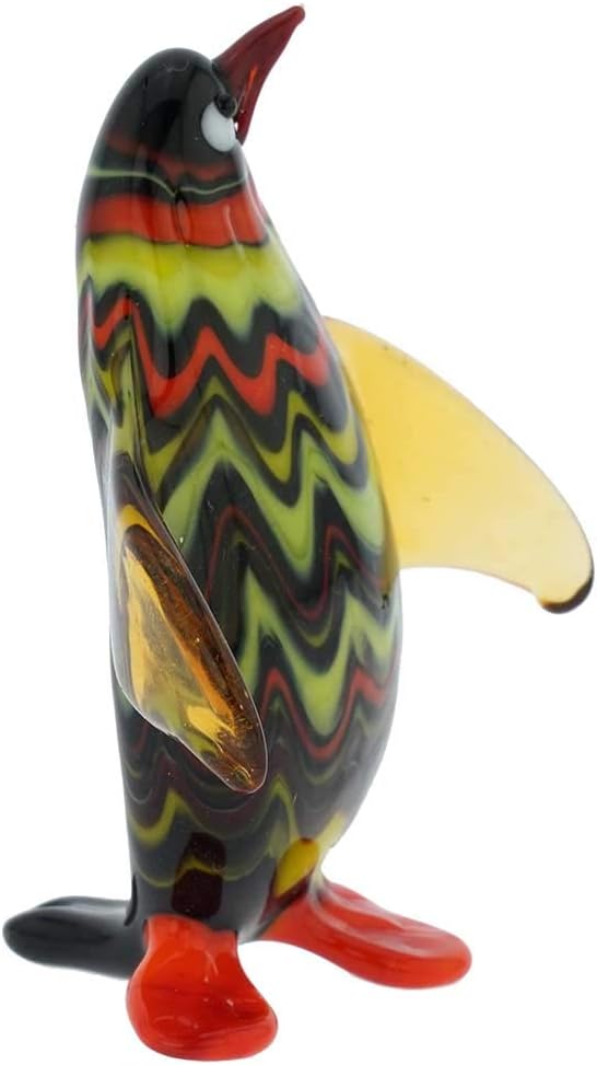 Murano Glass Penguin Bird Figurine Collectible Statue Multicolor Small