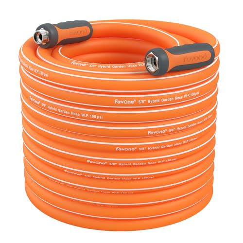 Fevone 105 ft Garden Hose, Lightweight and Flexible, Heavy Duty Water Hose, Hybrid Polymer, Kink Resistance, 3/4