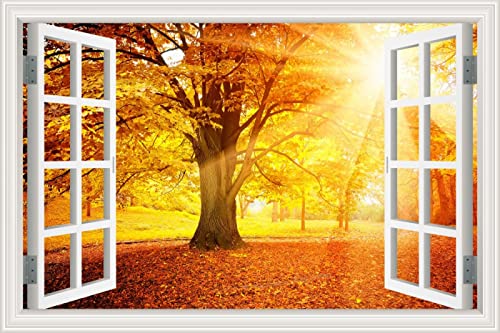 MUMUWUSG Vinyl 3D Wandaufkleber 120X80Cm Sonnenlicht Pflanzen Bäume...