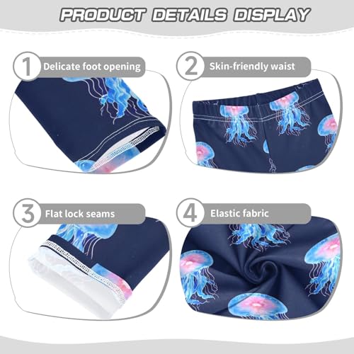 ALAZA Girls' Leggings Children's Yoga Pants Skinny Printed Dance Jellyfish Darkblue Comfortable 4T2