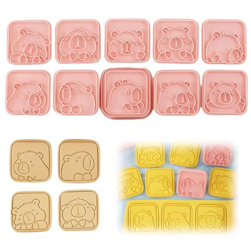 VYIBPDY 10pcs Capibara moldes galletas 3D Plástico Cookie Cutter Moldes Galletas Animales Cortadores de Galletas Plástico para Galleta Pastelería