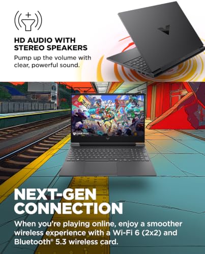 Image of HP Victus 15.6 inch Gaming Laptop, Intel Core i5-13420H, NVIDIA GeForce RTX3050 6GB GPU, FHD 144Hz IPS, 16GB DDR4 RAM, 1TB SSD, HDMI, USB-C, RJ-45, Wi-Fi 6, Backlit Keyboard, Windows 11, Mica Silver
