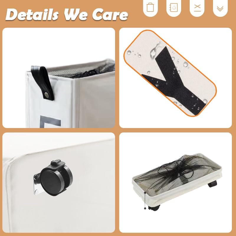 Miniatura 6 de NAUPITY - Cesta de lavandería delgada con ruedas de 24.4 pulgadas, plegable e impermeable, cesta de ropa independiente con asas de fácil transporte