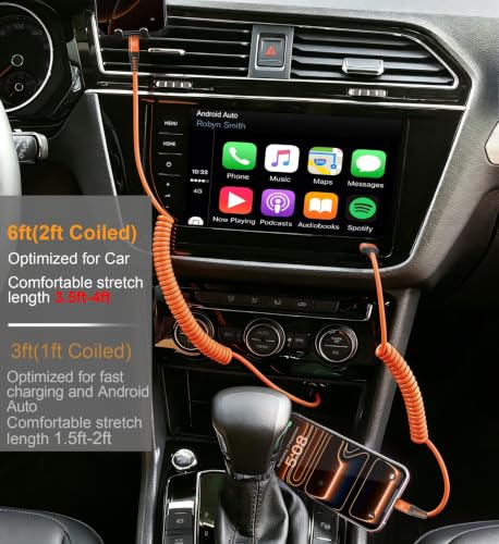 Image of Coiled USB A to USB C Cable for Car [6FT, 2Pack], USB to USB C Cable Fast