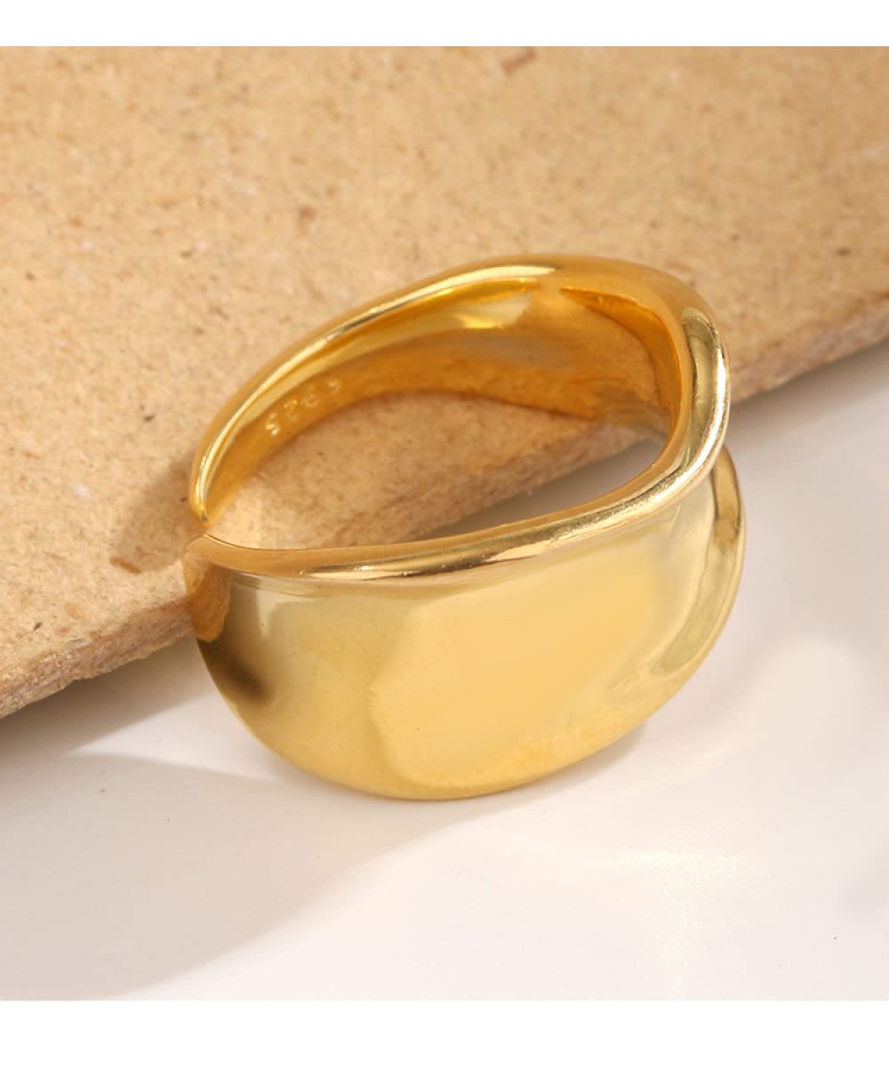 HGJH Anelli d'Argento,Anelli Regolabili per Le Donne d'oro Grosso Lucido 925 Anelli di Eternità Irregolarità FEDI Nuziali Anelli di Promessa per Ragazze Signore