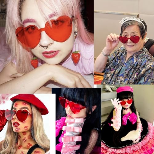 12 Pcs Heart Shaped Sunglasses for Women, Rimless Heart Sunglasses for Wedding Bachelorette Party4