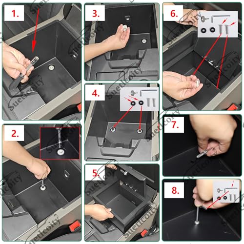 Center Console Safe Organizer Vault Lock Box for Hummer EV SUV Truck Accessories 2022-2024 2025 2026 Center Console Armrest Gun Vault Lockbox Security with 3 Digit Combo Code Lock, Anti-Theft (Black) - Thumbnail 7