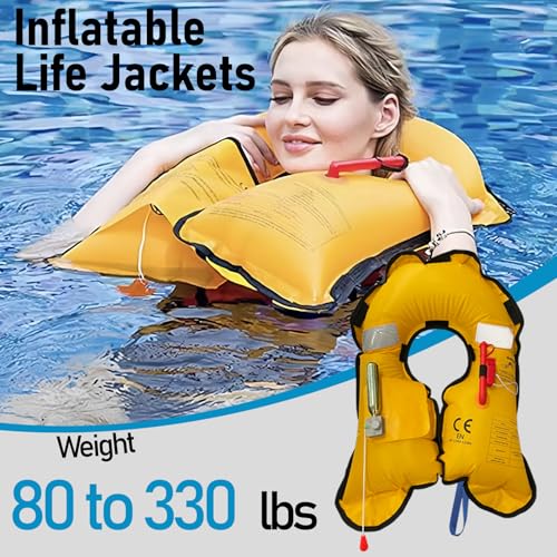 Image of Manual Inflatable Life Jacket for Adults| Supports up to 330 lbs